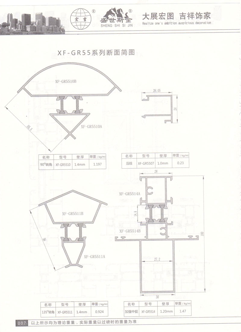 XF-GR55系列断面简图
